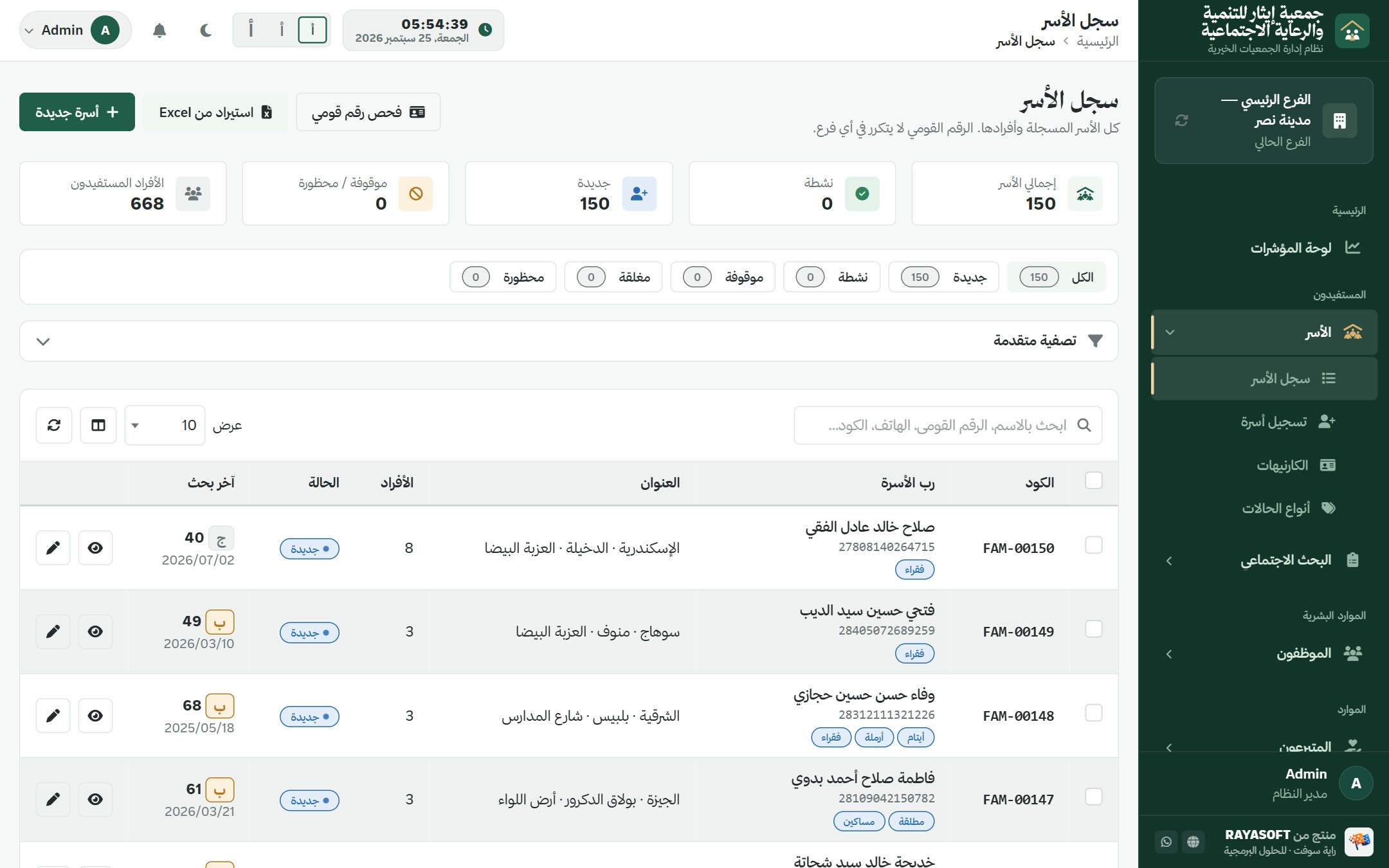 سجل الأسر في إيثار